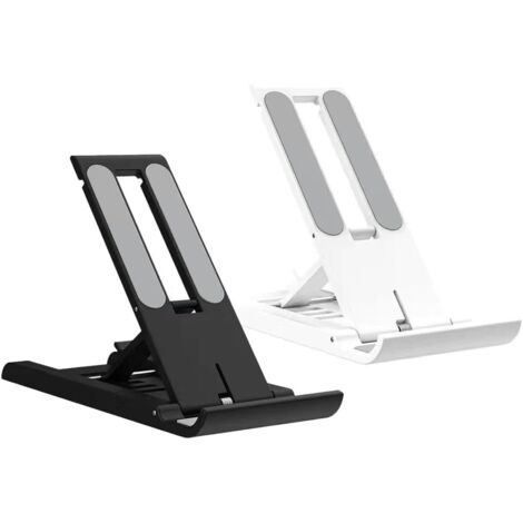 Lot de 2 supports de téléphone portable pliables, noir et blanc, pour bureau, voyage, accessoires de bureau portables, support de téléphone de bureau compatible