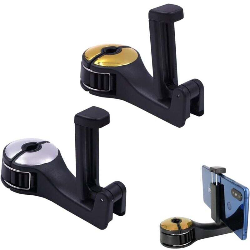 Lot de 2 supports de téléphone pour voiture, crochet pour dossier de siège auto, pour suspendre sacs à main, téléphones portables, petits objets