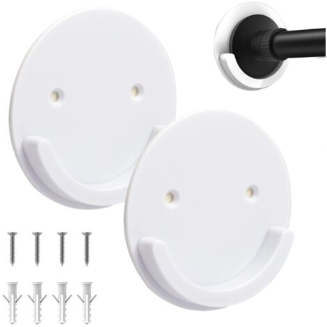 Lot de 2 supports de tringle à rideau de douche universels avec adhésif sans perçage - Support de tringle de rideau de douche avec vis pour salle de bain, chambre à coucher, balcon (2 pièces,