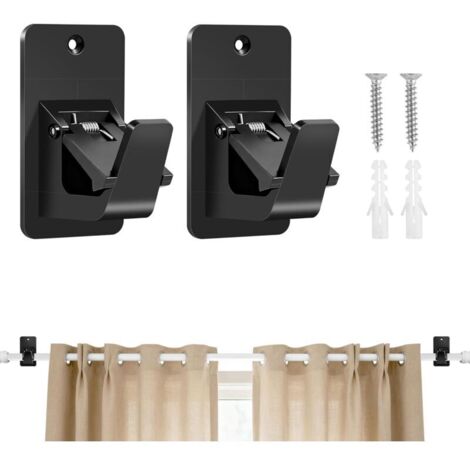 Lot de 2 Supports de Tringle à Rideaux Auto-Adhésifs sans Perçage en ABS – Fixation Extra Solide pour Salle de Bain, Cuisine et Salon – Résistants et Durables