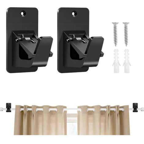 Lot de 2 Supports de Tringle à Rideaux Auto-Adhésifs sans Perçage en ABS – Fixation Extra Solide pour Salle de Bain. Cuisine et Salon – Résistants et Durables