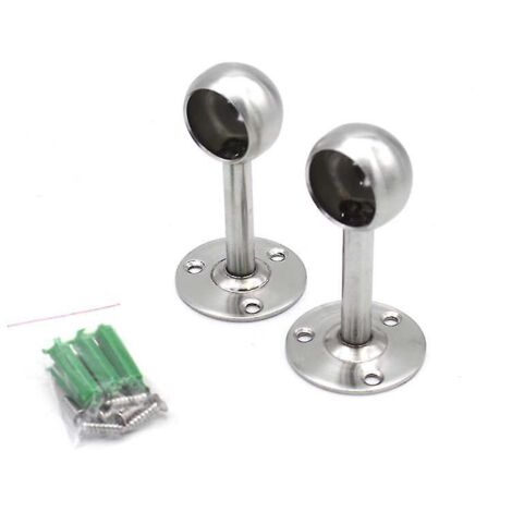 Lot de 2 supports de tringle à rideaux réglables en acier inoxydable pour plafond, avec 6 vis, pour rideau de douche, placard, salle de bain et fenêtre - 25 mm