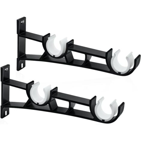 Lot de 2 supports de tringle à rideaux robustes de 28 mm pour tringles à rideaux - Noir