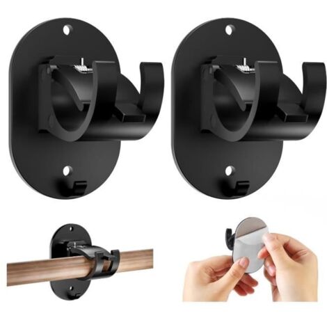 Lot de 2 supports de tringle à rideaux sans perçage - Tringles à rideaux autocollantes - Supports réglables pour salle de bain