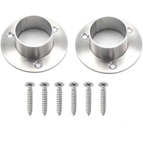 Lot de 2 supports de tringle de placard en acier inoxydable, supports de tringle de placard avec vis, diamètre 38 mm