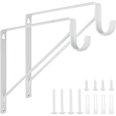 Lot de 2 supports de tringle de placard robustes 28 x 28 x 2,5 cm, blancs, en acier, pour suspendre des vêtements, étagères murales et supports de tringle avec vis