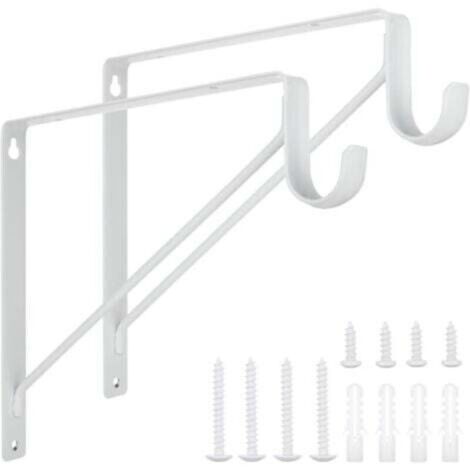 Lot de 2 supports de tringle de placard robustes 28 x 28 x 2,5 cm, blancs, en acier, pour suspendre des vêtements, étagères murales et supports de tringle avec vis