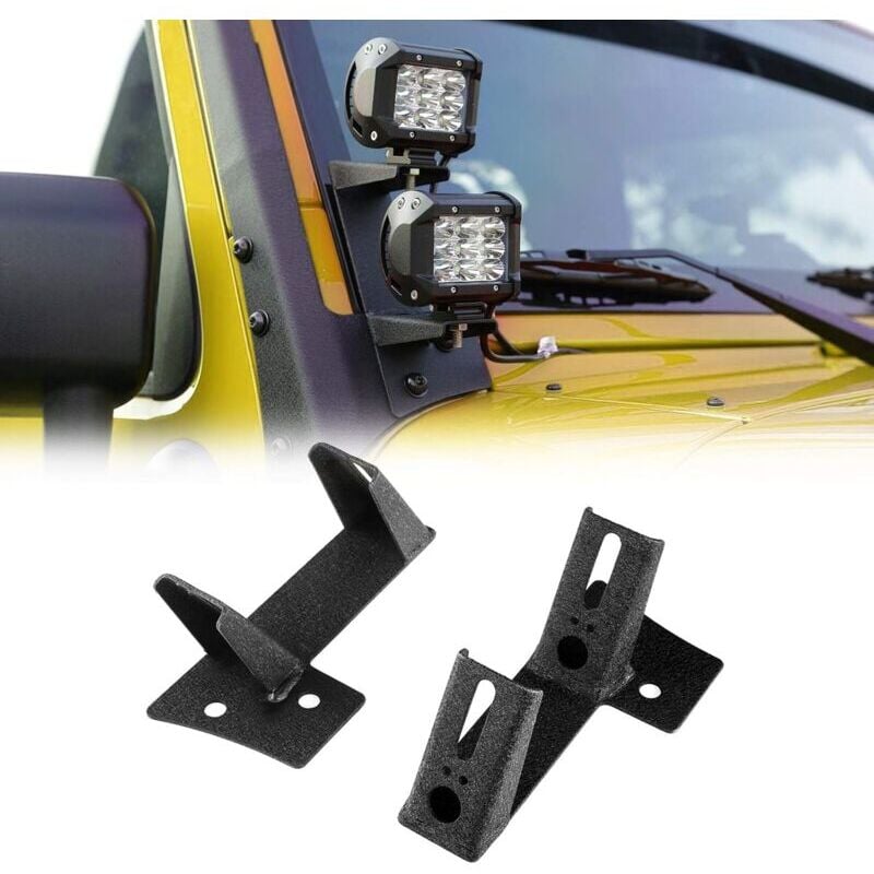SNQ - Lot de 2 supports d'éclairage led double pilier a pour charnière inférieure de pare-brise, support de montage de barre lumineuse tout-terrain,