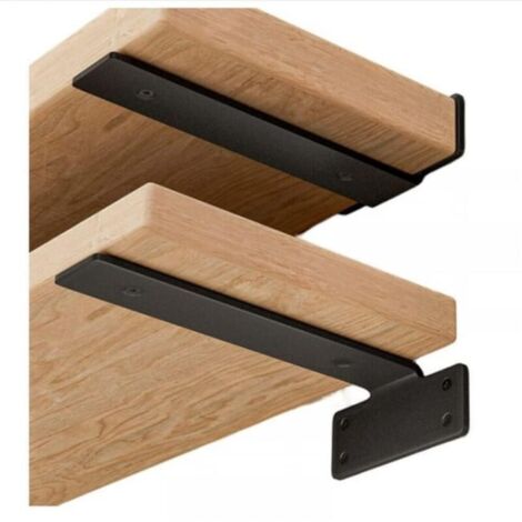 Lot de 2 supports d'étagère de 15 cm - Supports d'étagère muraux en métal noir robuste de 75 kg Support mural triangulaire en fer forgé