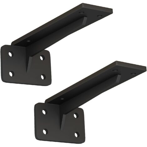 Lot de 2 supports d'étagère murale en métal, support d'étagère à 90 degrés, support mural flottant pour cuisine (noir, 450 mm)