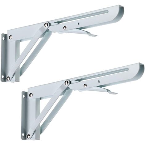 Lot de 2 supports d'étagère murale - Métal blanc triangulaire, ZQKLA-AquaForge