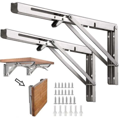 Lot de 2 supports d'étagère pliables en acier inoxydable de 25 cm (10 pouces) - AquaForge