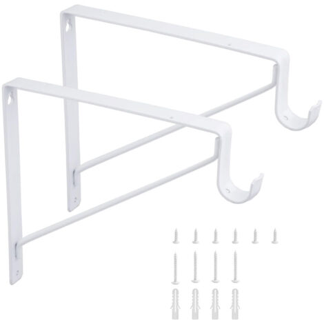 Lot de 2 supports d'étagère robustes pour tringle de placard avec support, blanc