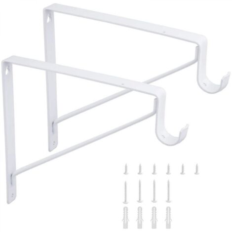 Lot de 2 supports d'étagère robustes pour tringle de placard avec support, blanc