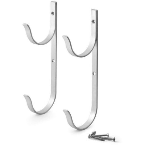 Lot de 2 supports en aluminium pour crochet de poteau de piscine, support de brosse de piscine pour râteau à feuilles télescopique, outils de jardinage, accessoires de piscine (2 pièces, argent)