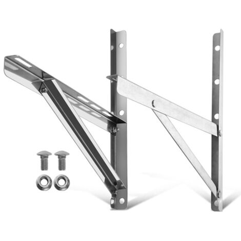 Lot de 2 supports extérieurs pliables en acier inoxydable pour climatiseur, comprenant un trépied et un support de suspension.