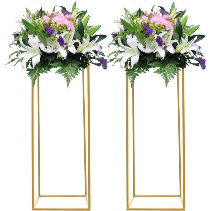 Gojoy - Lot de 2 Supports Fleurs de Mariage, 28 x 28 x 60 cm Fleurs centres de Table réception décorations présentoirs Colonne Support Fleur Amovible