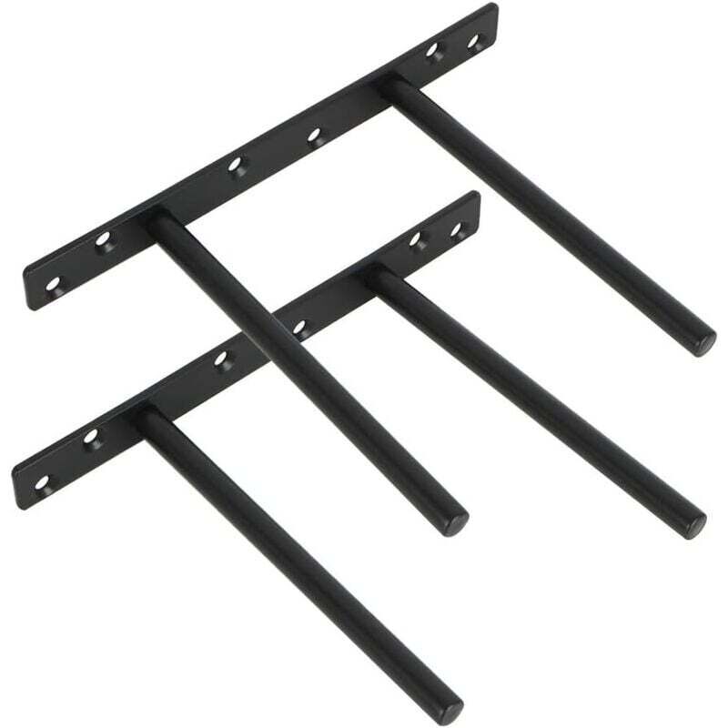 Lot de 2 Supports Invisibles pour Étagère Flottante en Métal Noir Mat