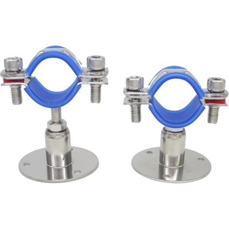 Lot de 2 Supports muraux, Acier inoxydable, Réglable 25-50 mm, Colliers de serrage, Diamètre 38-40 mm, Intérieur et extérieur