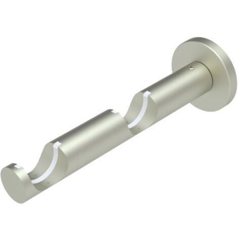 Lot de 2 supports muraux nickel satiné pour installation double – Ø 28 mm – Pour tringles et barres à rideaux – Fixation à visser – Finition élégante