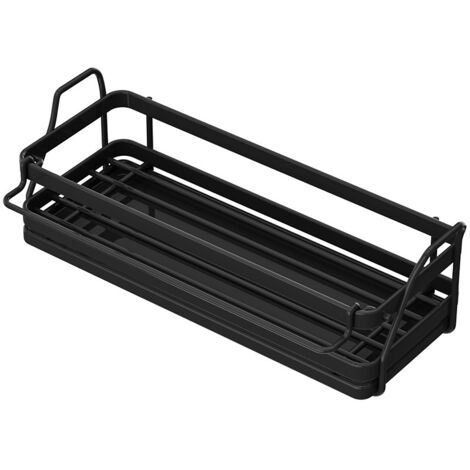 Lot de 2 Supports muraux noirs en acier inoxydable pour éponges et lavettes, rangement étroit côté robinet d'évier de cuisine