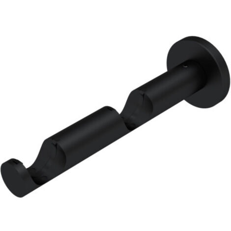 Lot de 2 supports muraux noirs pour installation double – Ø 28 mm – Pour tringles et barres à rideaux – Fixation à visser – Design robuste et élégant