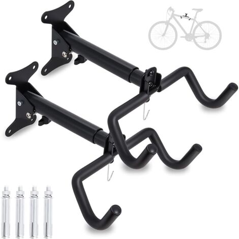 Lot de 2 supports muraux pliables pour vélos de route, montagne et hybride