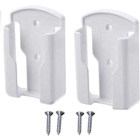 Lot de 2 Supports Muraux pour Télécommande TV/Climatisation - ABS Blanc (10.2x6.3x3cm) - Montage Facile avec Vis