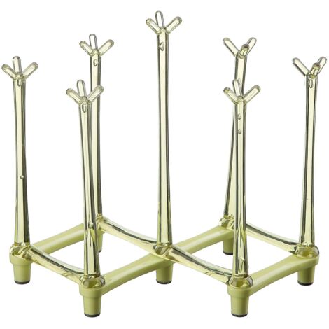 Lot de 2 supports pour tasses pliables, couleur vert clair, rangement cuisine