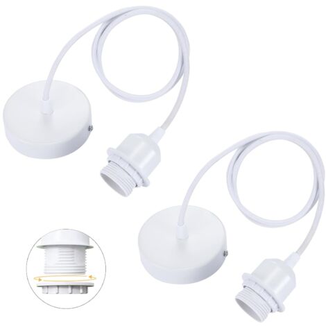 Lot de 2 Suspension E27,Câble textile réglable 100cm,Douille avec bague vissable,Compatible abat-jour,Cuisine