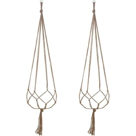 Lot de 2 Suspension Plante pour Pot de Fleurs Cache-Pots Suspension en Corde Suspension Plante Macramé Porte Décoration pour Interieur et Extérieur Suspendue Décoration Balcon Maison (122cm)