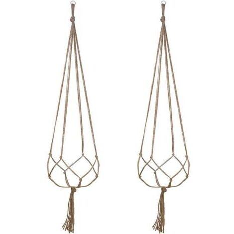 Lot de 2 Suspension Plante pour Pot de Fleurs Cache-Pots Suspension en Corde Suspension Plante Macramé Porte Décoration pour Interieur et Extérieur Suspendue Décoration Balcon Maison (122cm)