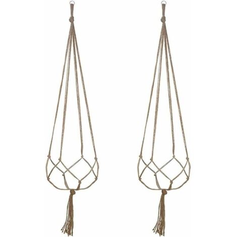 Lot de 2 Suspension Plante pour Pot de Fleurs Cache-Pots Suspension en Corde Suspension Plante Macramé Porte Décoration pour Interieur et Extérieur Suspendue Décoration Balcon Maison (122cm)-LIAIKI