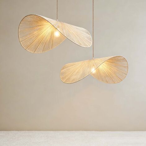 Lot de 2 suspensions bohèmes fait main style boho moderne, luminaires pendantes décoratives pour chambre, salon, salle à manger, éclairage intérieur ambiance chaleureuse