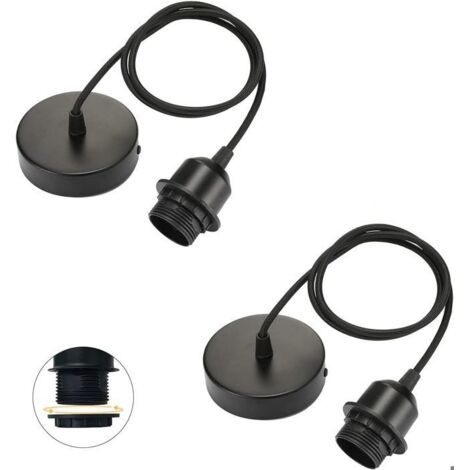 lot de 2 suspensions E27 avec bague vissable, câble textile réglable 100cm, suspension compatible avec abat-jour, pour suspension