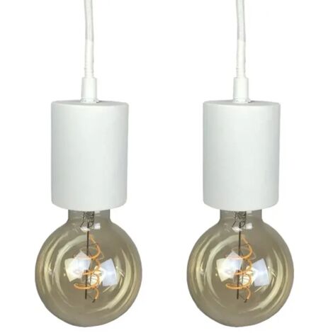 Lot de 2 suspensions lumineuses en béton blanc - CALO 5225