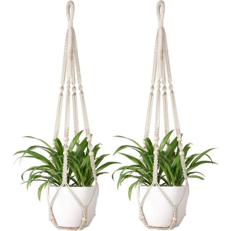 Lot de 2 suspensions pour plantes en macramé, support décoratif pour pots de fleurs