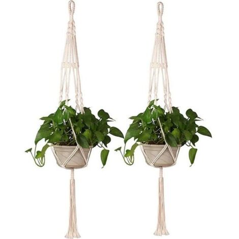 Lot de 2 suspensions pour pots de fleurs en macramé, décoration de jardin.