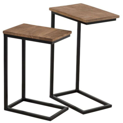 Lot de 2 Table d'Appoint Déco "Gigogne" 64cm Naturel