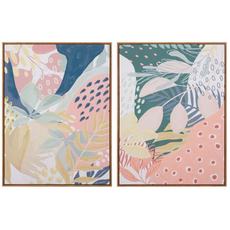 Lot de 2 tableaux de feuilles 80% peints à la main 60X4X80 cm