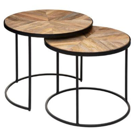 Lot de 2 Tables à Café en Bois "Basile" 56cm Marron