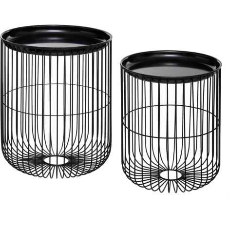 Lot De 2 Tables A Café Filaires Métal Noir Atmosphera