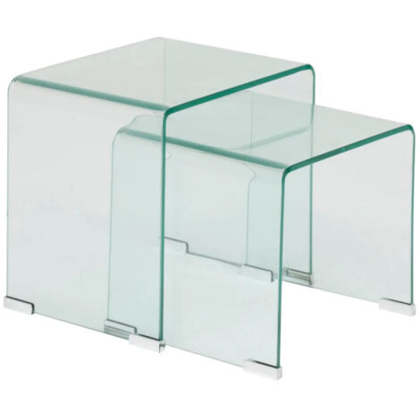 Lot de 2 Tables à Café Gigognes "Lenia" 47cm Transparent