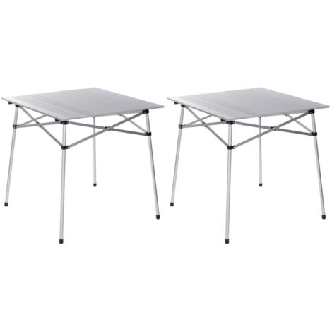 Lot de 2 tables à lattes de camping - O'Camp - Housse de transport inclus - 70 x 70  x 70 cm