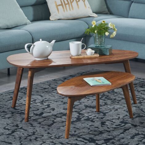 Lot de 2 tables basses 100 et 75 cm en sheesham massif