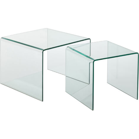 Lot de 2 tables basses 65 et 50 cm en verre - GUESTA
