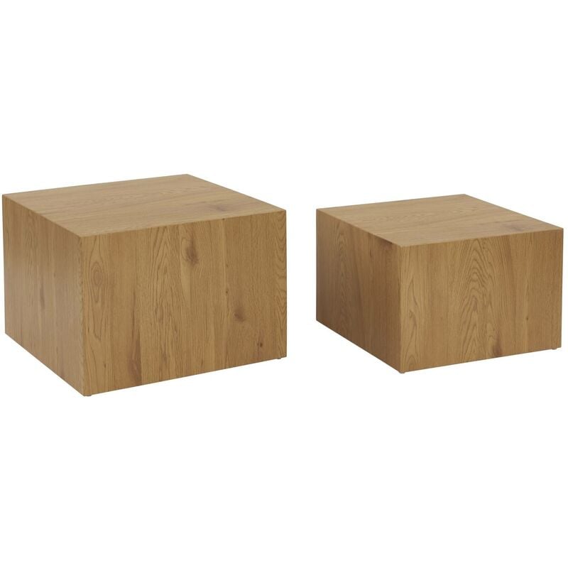 Lot de 2 tables basses carrées effet frêne sylva l 58 x l 58 x h 40cm / l 50 x l 50 x h 33cm