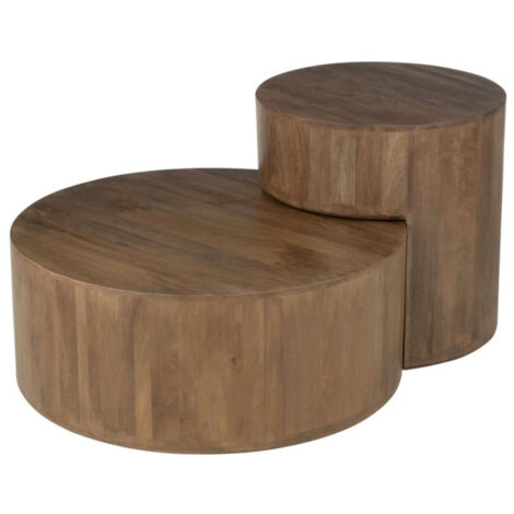 Lot de 2 Tables Basses en Bois "Toge" 75cm Marron