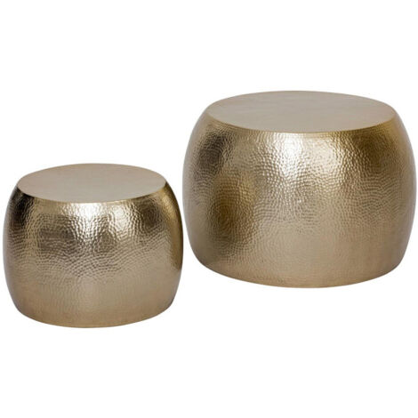 Lot de 2 Tables Basses en Métal "Issam" 70cm Doré