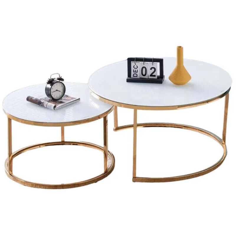Homy France - Lot de 2 tables basses Gigogne arto Gold plateau Transparent